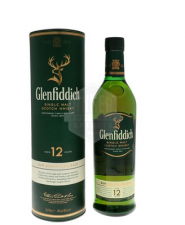 Glenfiddich single malt whisky 12 years 70cl. in koker